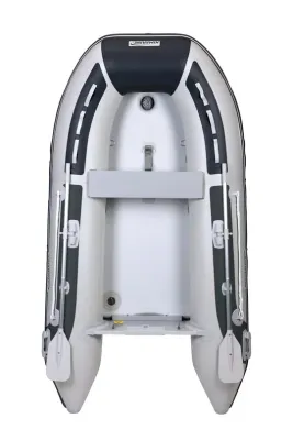 bovenaanzicht opblaasbare rubberboot op witte achtergrond