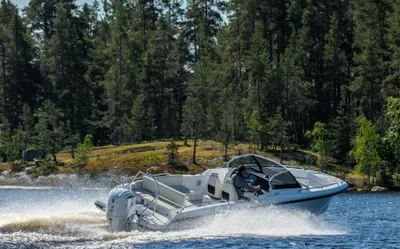 Boot op het water bij boskust