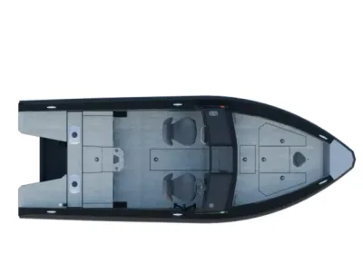 bovenaanzicht van een vissersboot met dek