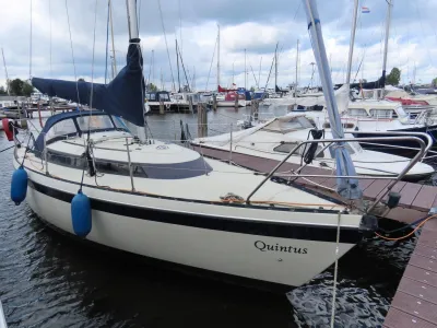 zeilboot aangemeerd in jachthaven