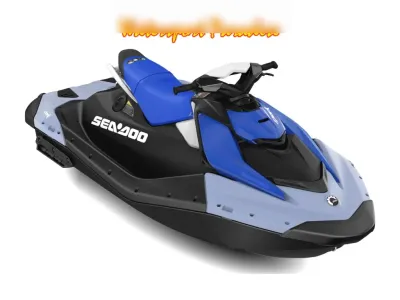 blauwe en zwarte jetski op witte achtergrond