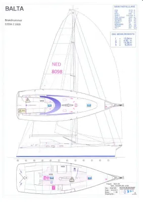 technische tekening van zeiljacht