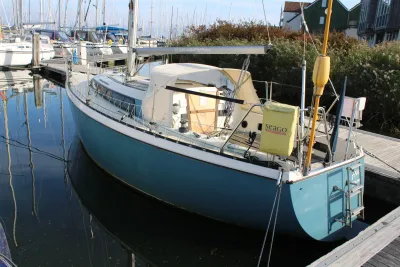zeilboot aangemeerd in jachthaven