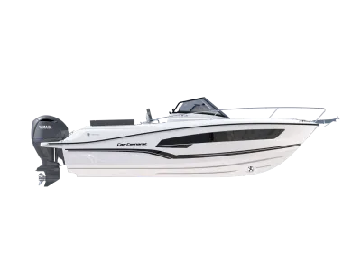 motorboot zijaanzicht op effen achtergrond