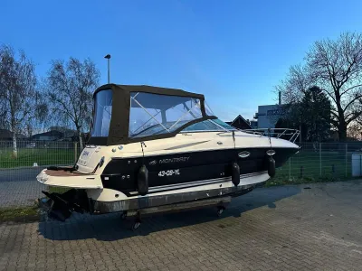 sportcruiser op bok bij hek in avondlicht