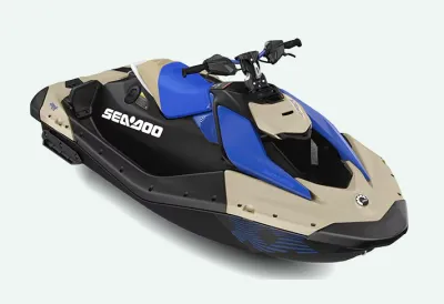 blauwe waterscooter op lichte achtergrond