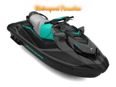 zwart-turquoise jetski op witte achtergrond
