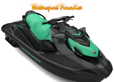 groen-zwarte jetski op witte achtergrond