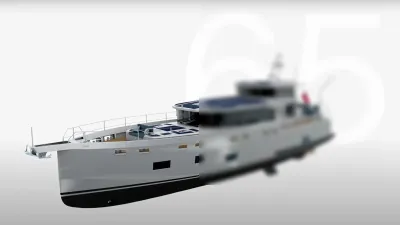 rendering motorjacht op lichte achtergrond