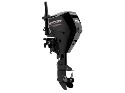 zwart buitenboordmotor op witte achtergrond