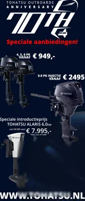 poster met buitenboordmotoren en prijsaanduiding