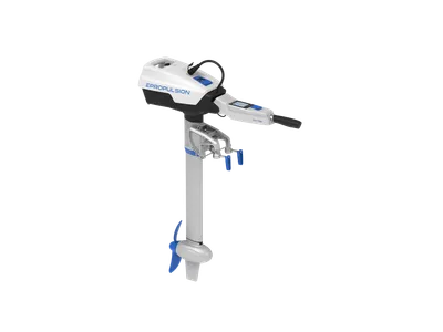 elektrische buitenboordmotor op donkere achtergrond