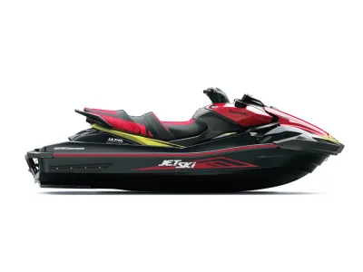 rode en zwarte jetski op witte achtergrond