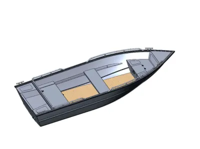 schets van aluminium boot op witte achtergrond