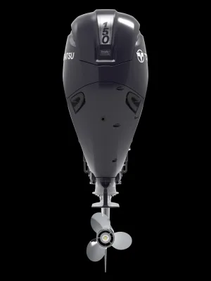 buitenboordmotor op zwarte achtergrond