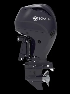 buitenboordmotor op zwarte achtergrond