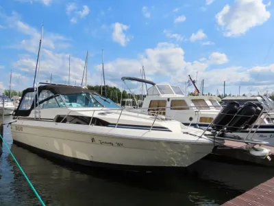 motorboot aangemeerd in jachthaven