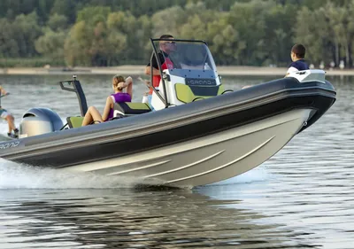 RIB met passagiers en watersporter op meer