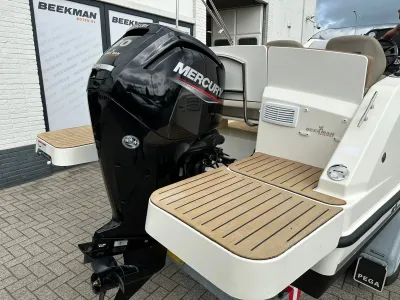 achterkant boot met buitenboordmotor en zwemplatform