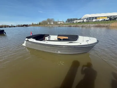 tender op rustig water bij oever