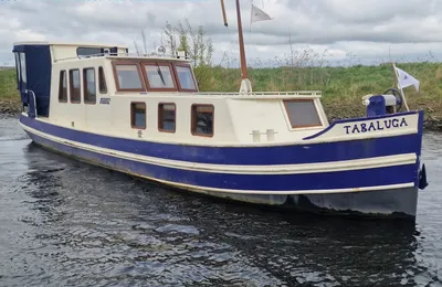 blauw-witte motorboot in het water