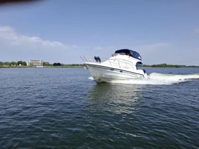 witte sportcruiser varend op water