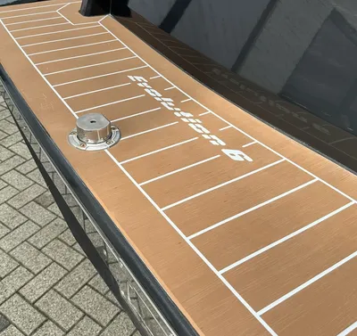 zwemplateau met kunststof-teak en rvs bevestiging