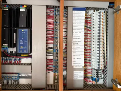 elektrische verdeelkast met kabels en zekeringen