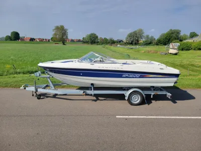 Boot op trailer langs de weg