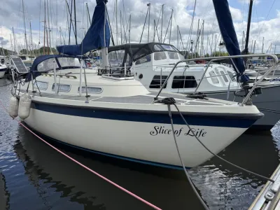 zeiljacht aangemeerd in jachthaven