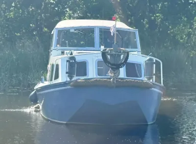 vooraanzicht van een boot bij rietkraag