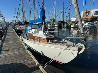 zeiljacht aangemeerd in jachthaven