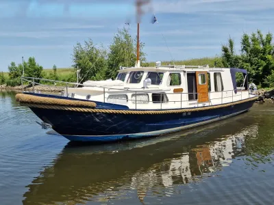 motorvlet in het water bij een oever