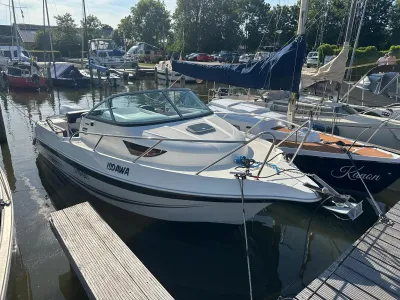 motorboot aangemeerd in jachthaven