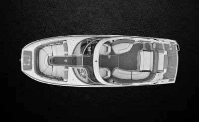 bovenaanzicht van boot op donkere achtergrond