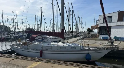zeiljacht aangemeerd in jachthaven