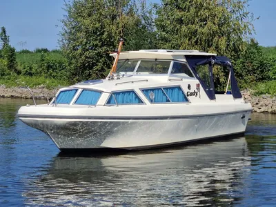 kajuitboot op het water bij de oever