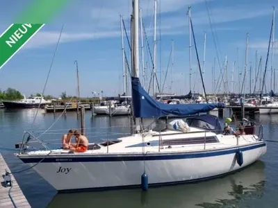 zeilboot aangemeerd in jachthaven