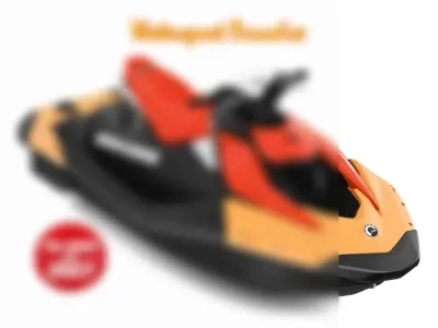 rode en oranje waterscooter op witte achtergrond