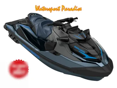 blauwe waterscooter op witte achtergrond