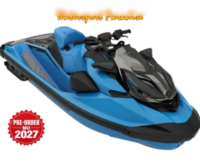 blauwe waterscooter op witte achtergrond