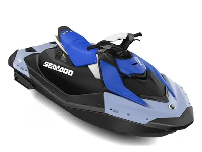 blauwe jetski op witte achtergrond