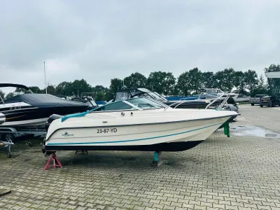 motorboot op kant in jachthaven