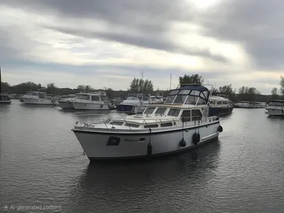 motorjacht aangemeerd in jachthaven