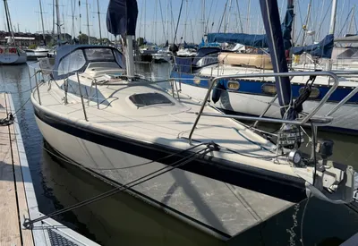 zeilboot afgemeerd in jachthaven